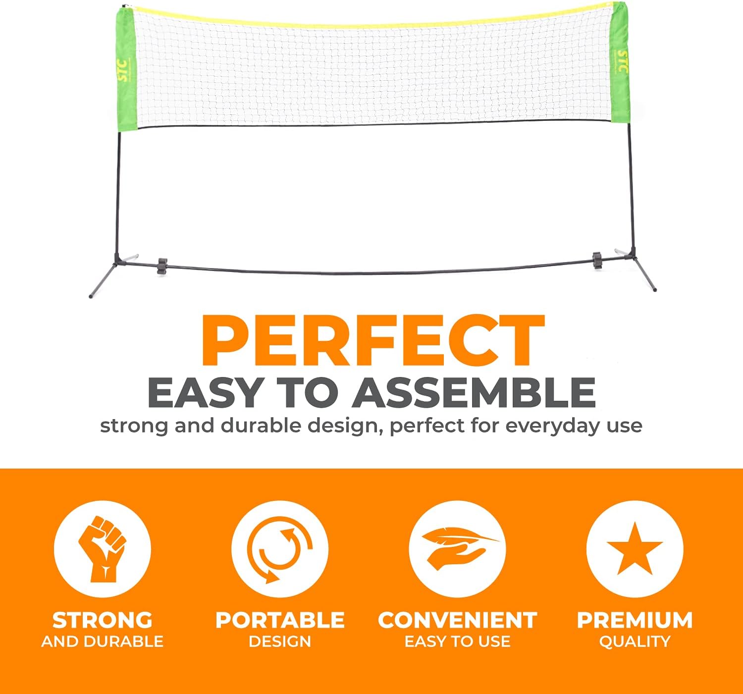 Street Tennis Club Portable Badminton Net Stand - Light and Fast Set Up - Perfect for Kids Volleyball, Tennis, Pickleball, Soccer Tennis - for Indoor or Outdoor Court, Beach, Driveway : Sports & Outdoors