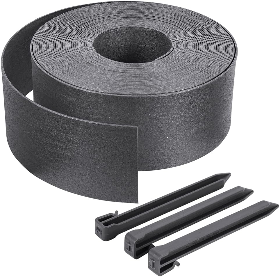 VOUNOT Bordure de Jardin en PE 20 mètres avec 12 Piquets d’ancrage Bordure de Gazon Flexib