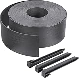 VOUNOT PE Garden Edging 20 Metres with 12 Anchor Pegs Flexible Lawn Edging Natural Look Height 13 cm Thickness 3 mm Grey - 1