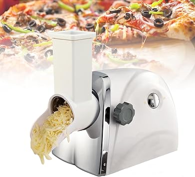 Commercial Cheese Grater, Electric Rotary Cheese Shredder Machine with 3 Stainless Steel Revolving Blades, Multi-Functional Vegetable Slicer Cheese Grinder, Quick Shred - 1min/500g