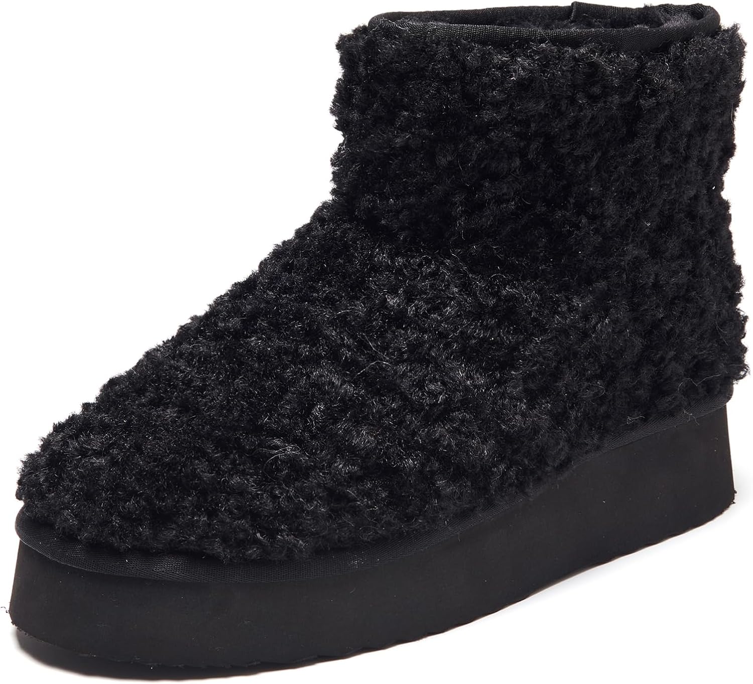 AUSLAND Women‘s Platform Faux Fur Winter Sonw Ankle Boots Fleece Lined Warm Comfortable Outdoor Anti-Slip Boots 9358