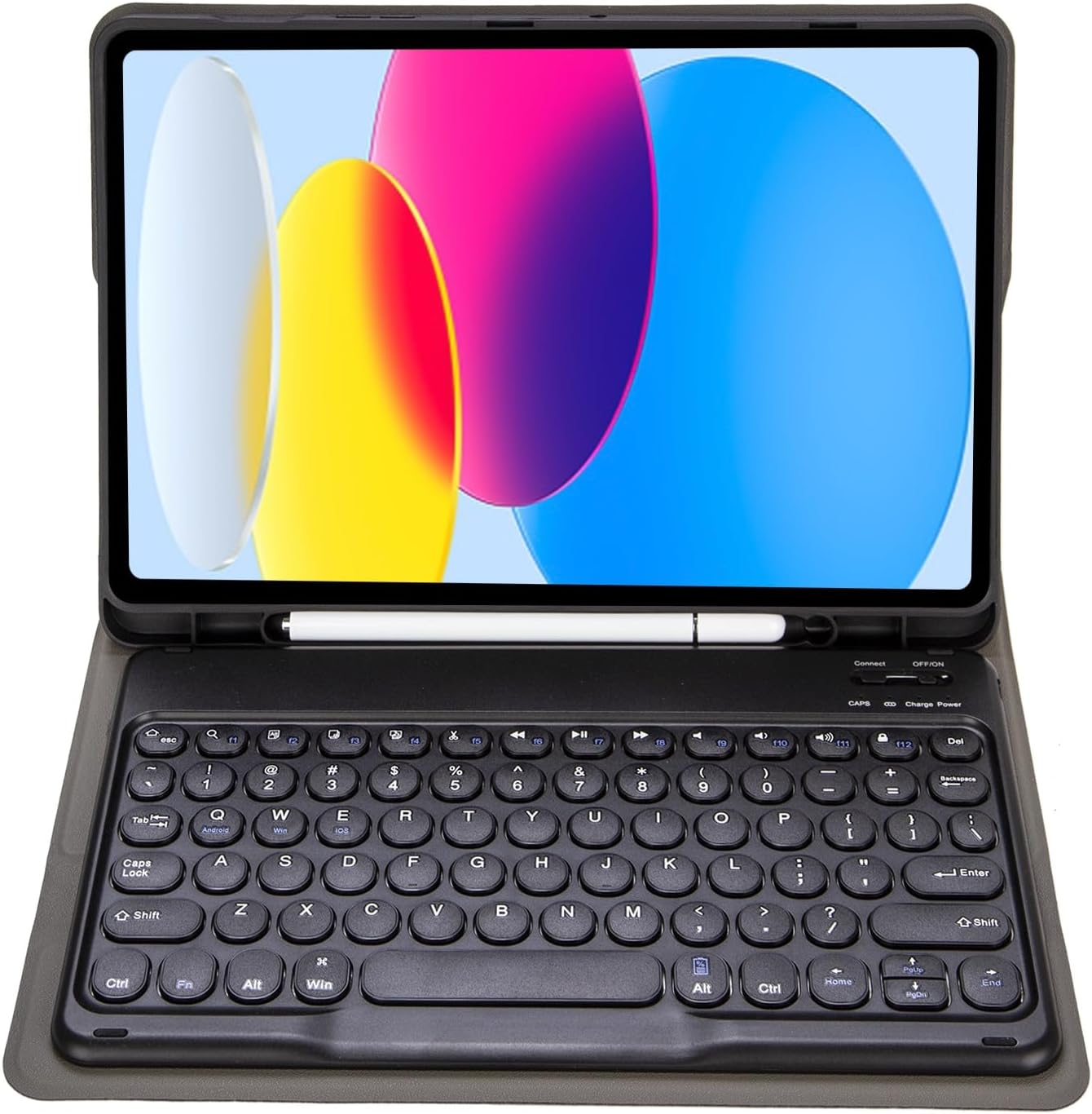 Slim Candy Colors Keyboard Case Compatible with iPad mini with S Pen Holder, Mutil Angles Stand Cover Detachable Wireless Keyboard (Black, iPad mini 2 3 4 5 (7.9 inch))