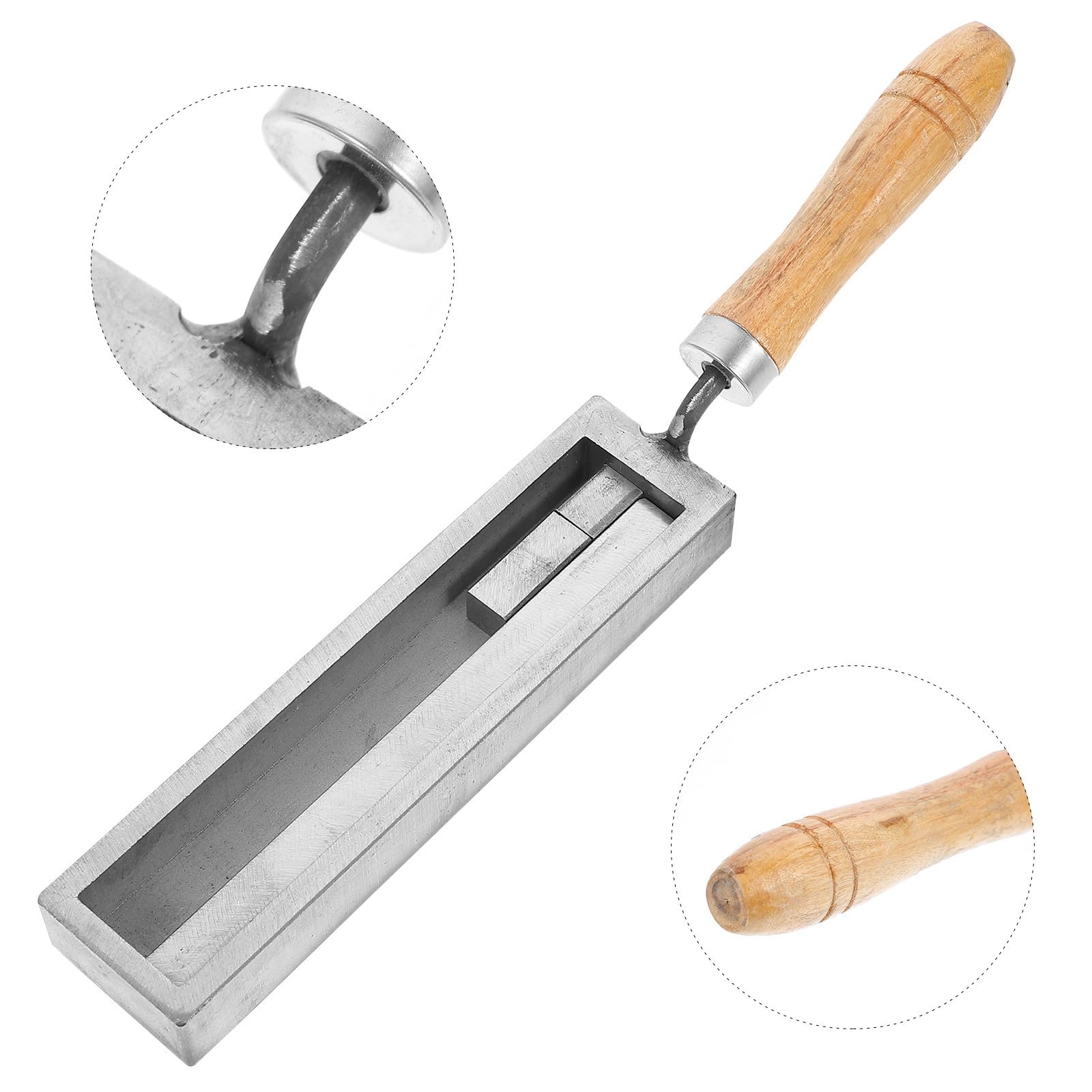 Moule de Fusion des Métaux en Fer Manche en Bois, Argenté