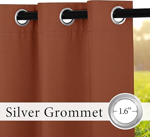 Miniatura 26 de RYB HOME Outdoor Curtains Blackout - 2 Panels Outside Curtains Waterproof Thermal Insulating for Patio Porch Garage Garden Gazebo Universal Biscotti