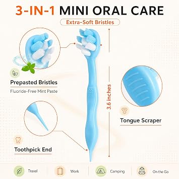 Mini Disposable Travel Toothbrushes with Toothpaste, 24 Count