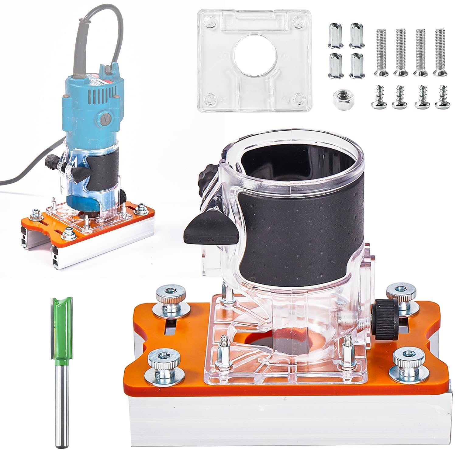2 in 1 Fresatrice Verticale Legno Piastra di Base Set, per Rifilatore per Legno da 65 MM, Fresatrice per Legno Piastra di Base - Versatilità e Precisione per I Tuoi Progetti di Falegnameria
