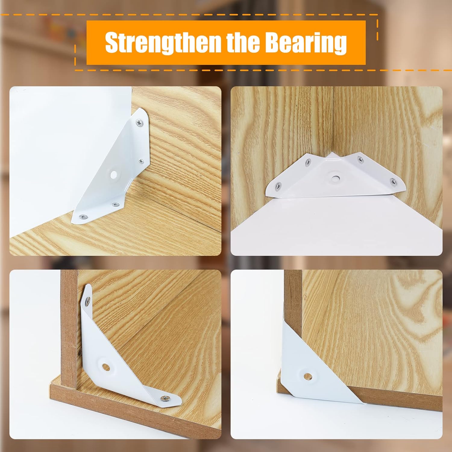12 Pcs Trapeziform Corner Brace, White Corner Bracket, Metal Corner Support Bed Angle Code for Wood Chair, Box, Desk, Window Furniture（Height:0.79 Inch