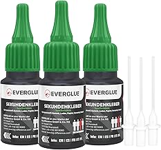 Everglue Sekundenkleber dickflüssig 3x 20g für präzises Kleben und schnelle Reparaturen schnelltrocknend und flüssig ohne Nachtropfen Sekundenkleber extra stark (EV650043-3)