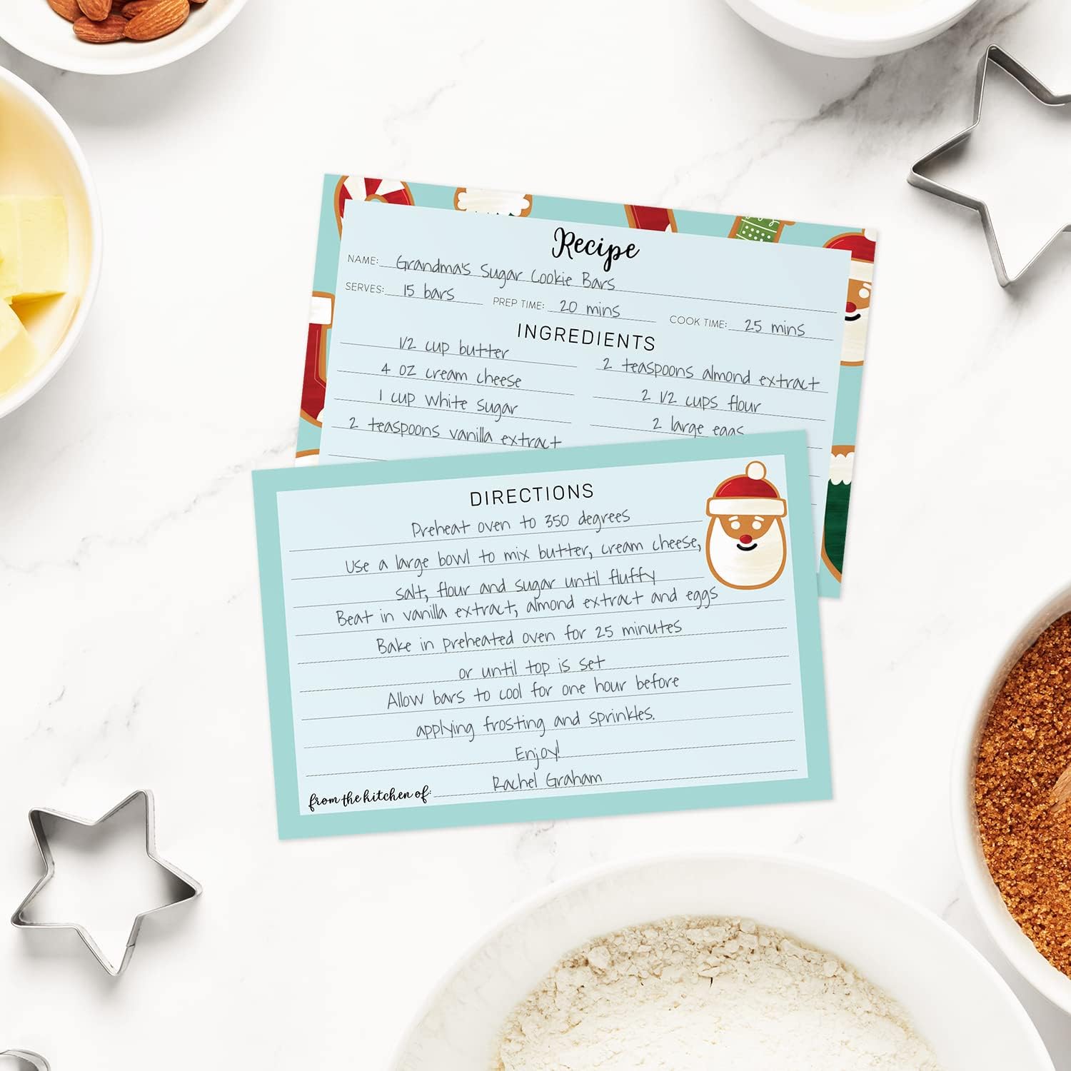 Christmas Cookie Recipe Cards / 50 Double Sided Winter Holiday Blank Recipes Card Pack / 4" x 6" Flat Baking Directions Cards/Made In The USA image 4