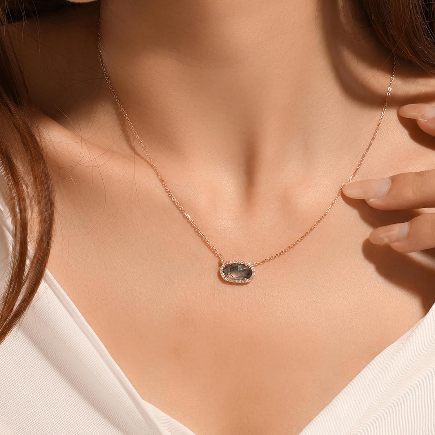 Natural Moss Agate Necklace for Women 925 Sterling Silver Pendant Jewelry Gift - Image 5