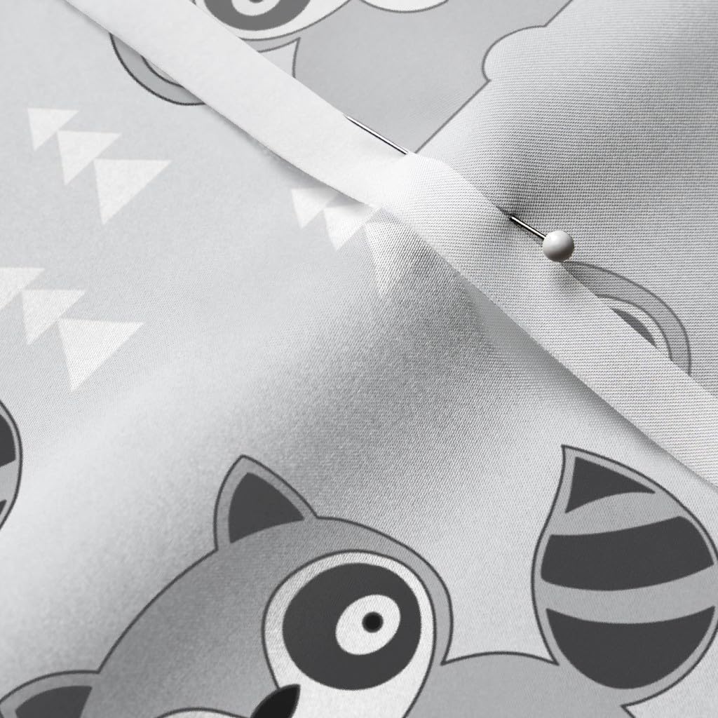 Spoonflower Fabric - Raccoons Gray Raccoon Woodland Animal Nursery Print Boy White Cute Printed on Satin Fabric by The Yard - Sewing Lining Apparel Fashion Blankets Decor