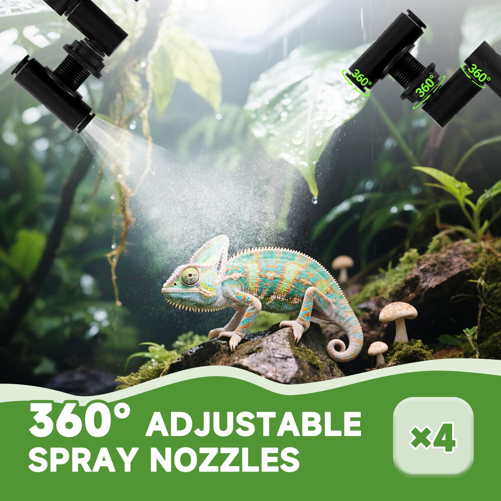 BAOSHISHAN Impianto di irrigazione Terrarium 12 l, Serbatoio Acqua 5 – 60 Secondi, Tempo di spruzzatura dell'Acqua, 3 modalità di spruzzatura dell'Acqua