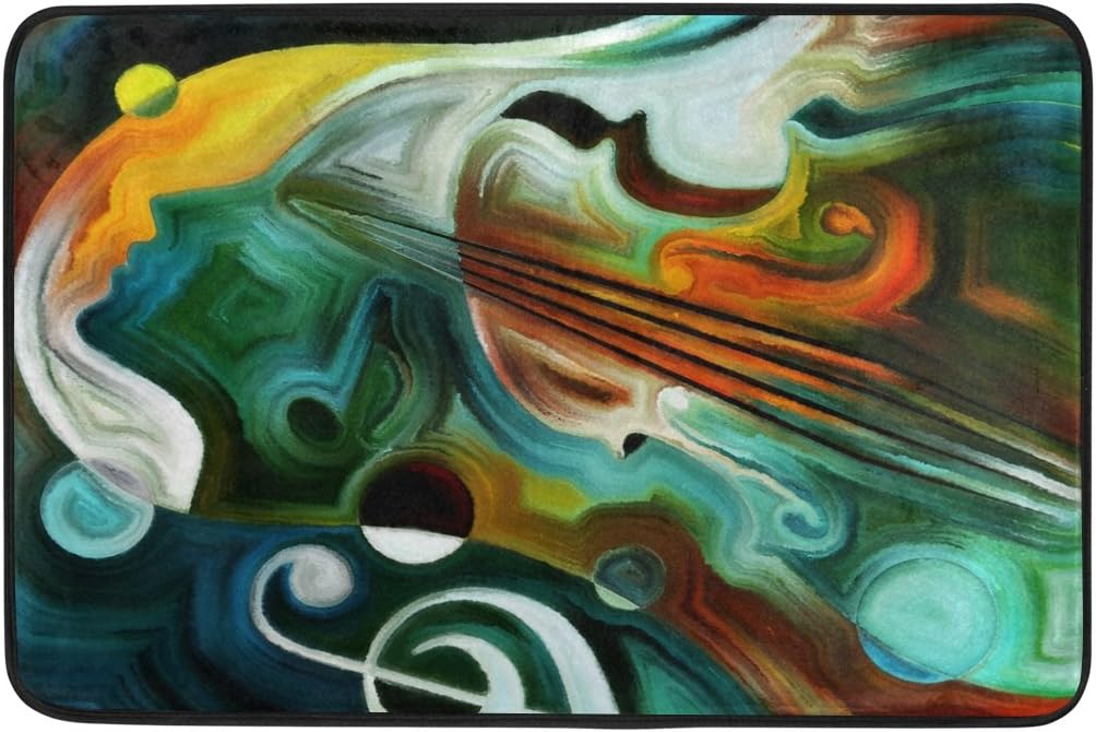Naanle Abstract Art Colorful Musical Shapes and Music Note Waterproof Polyester Fabric Shower Curtain (60" x 72") Set with 12 Hooks and Bath Mats Rugs (23.6" x 15.7") for Bathroom - Set of 2