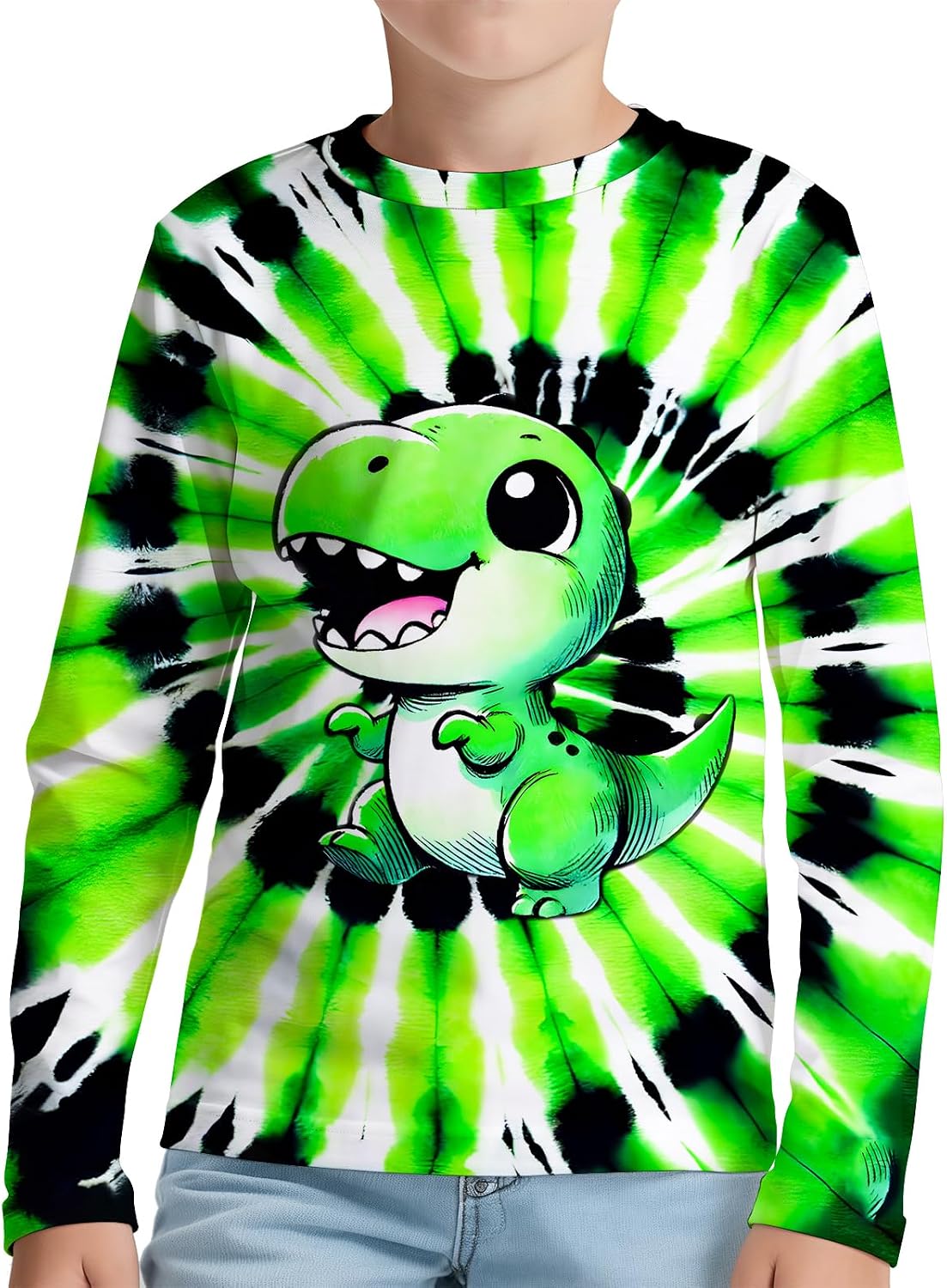 Kids Tie Dye Long Sleeve Shirts Quick Dry Sun Protection UPF 50+ UV Rash Guard Shirt for 6-18 Years Old Boys Girls