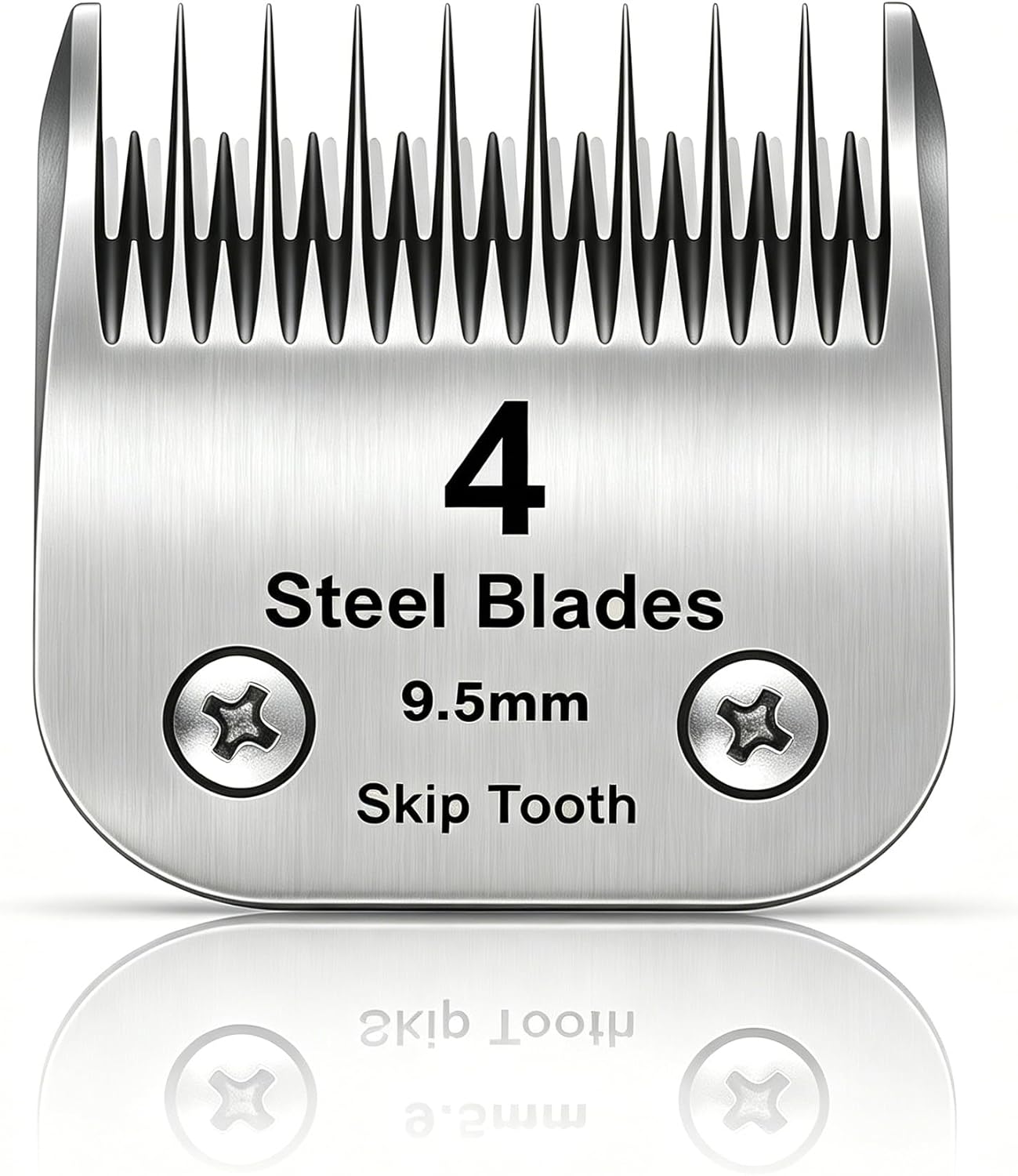 4 Skip Tooth Detachable Pet Dog Grooming Steel Blades,Compatible with Andis,Oster A5,Wahl KM10 Series Clippers,Cut Length 3/8-Inch (9.5mm)，1 Pack