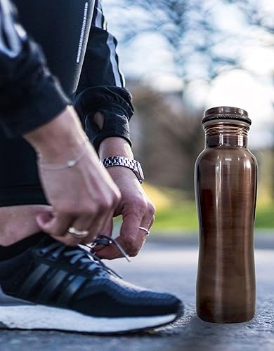Miniatura 3 de Botella de agua ayurvédica de cobre para deportes, viajes, yoga y uso diario, botella de agua para gimnasio, oficina, senderismo, capacidad al aire