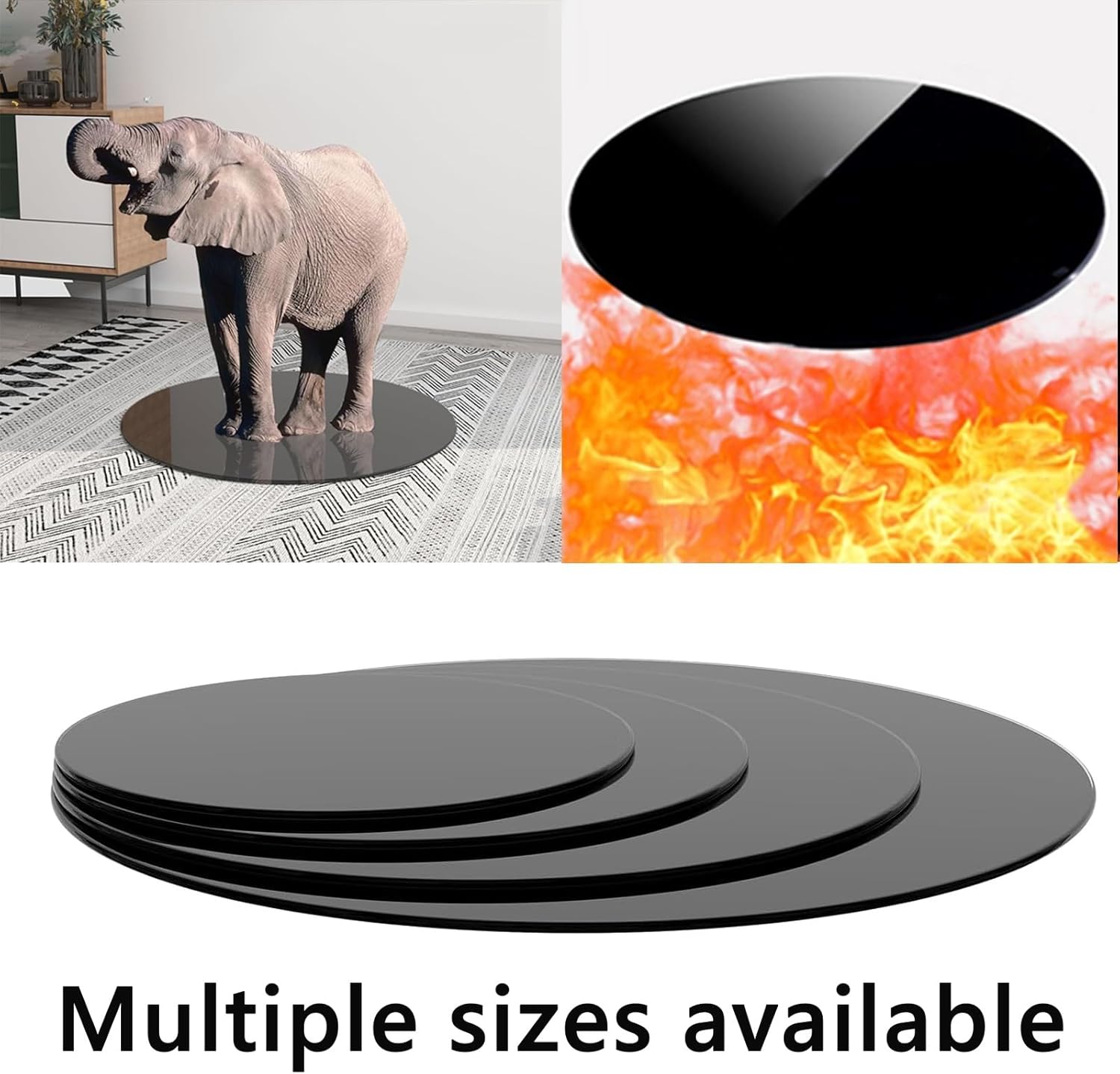 Round Black Tempered Glass Table Top, Round Glass Table Top 8mm Thick, Round Polished Edge, Tempered Glass Protector, Multipurpose for Patio Lazy Susan Replacement Tabletop ( Color : Black , Size : 10