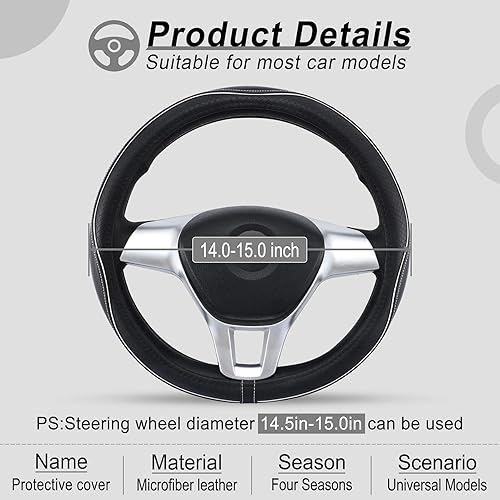 BJSIA Funda para volante de automóvil, funda de cuero para volante de automóvil, estilo deportivo, protector universal para volante de automóvil con