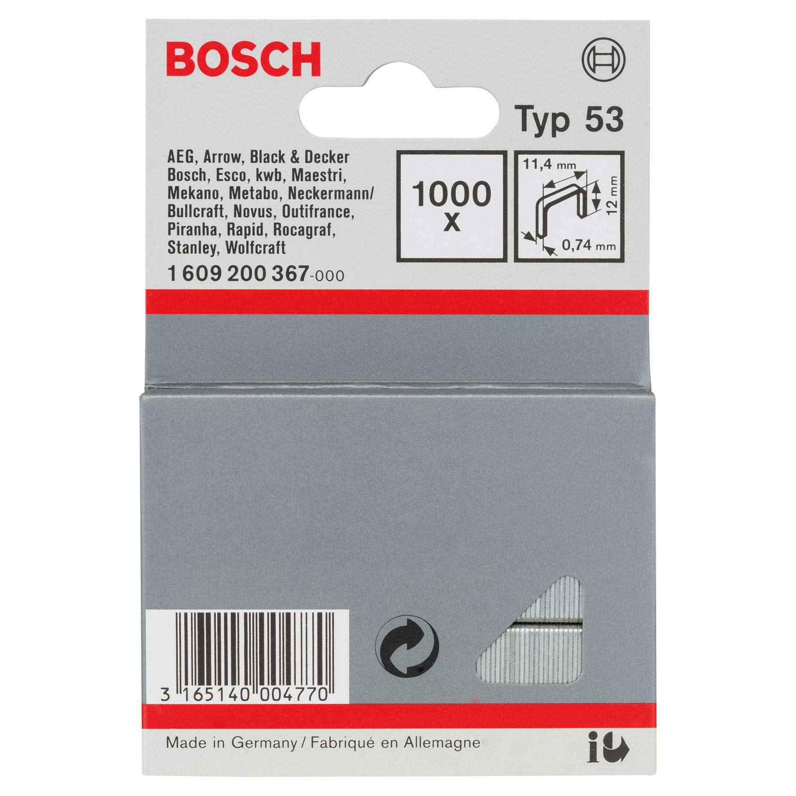 Bosch Zszywacz ręczny HT 14 (drewno, typ zszywek 53) & Bosch Accessories Zszywka z cienkiego drutu, typ 53 11,4 x 0,74 x 10 mm