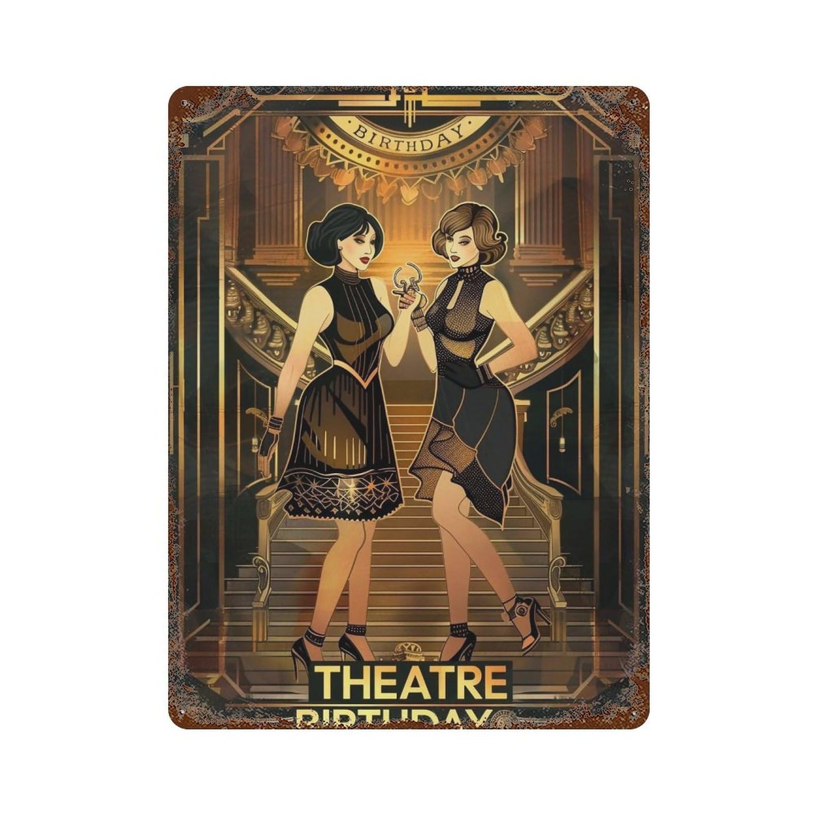 FHUYEURHRY 1920s Flapper Birthday 02 Wall Decor Retro Iron Vintage Art Metal Tin Sign Poster Modern Home Cofffee Club Art Bar Shop Decorations Style 40x30cm