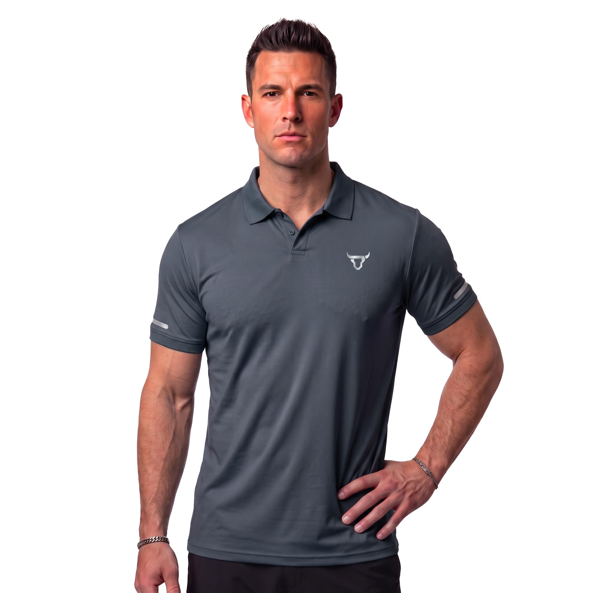 Herren-Poloshirt, atmungsaktiv und leicht, schnell trocknend, 3 Knöpfe, gerippter Kragen, bequem, kurzärmelig, 3 Stück