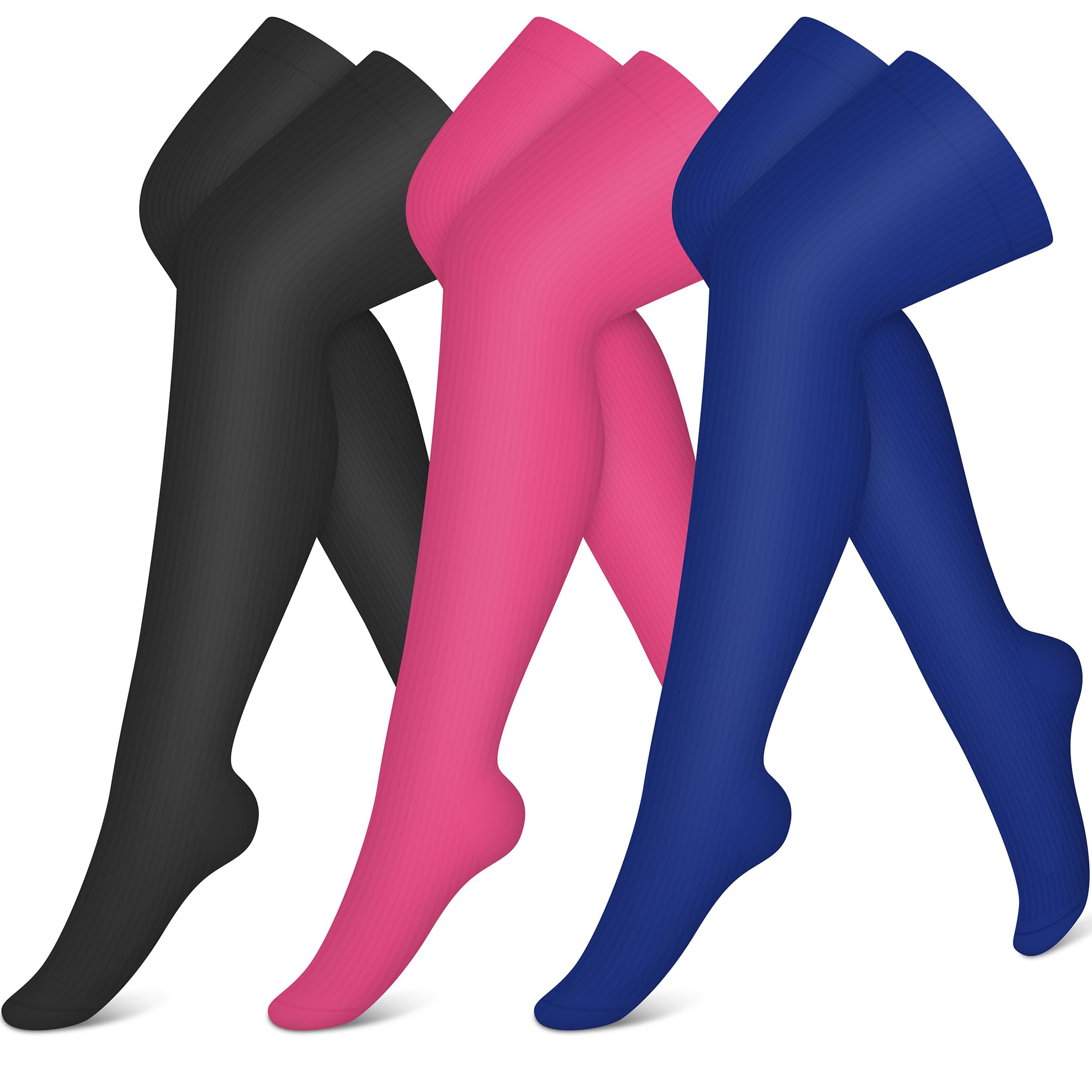 CHARMKING Compression Socks (3 Pairs) Knee High Compression Sock for Women & Men Stockings for Running, Cycling,Athletic