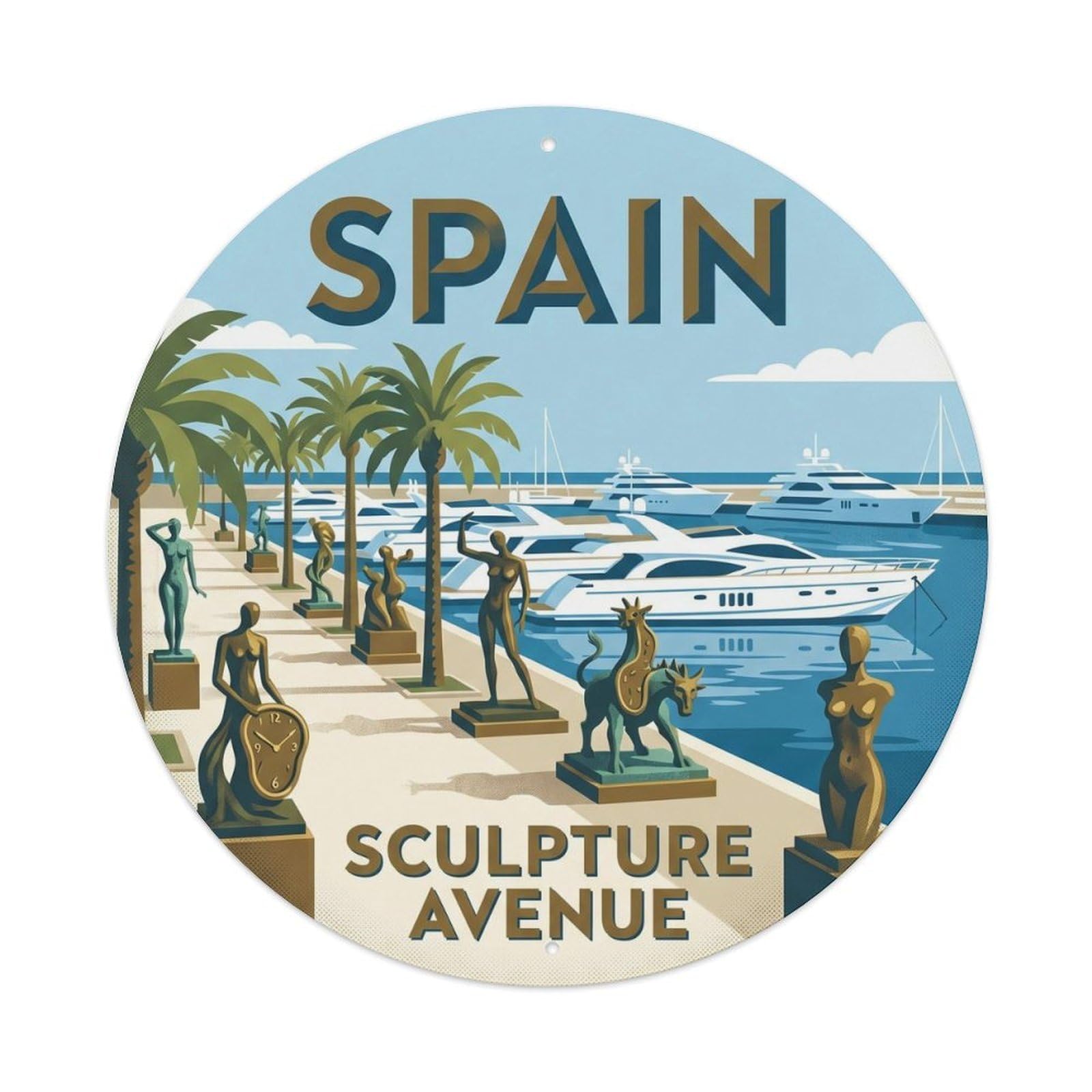 Marbella Avenue Of Sculptures Spain Landmark Travel Metal Tin Sign