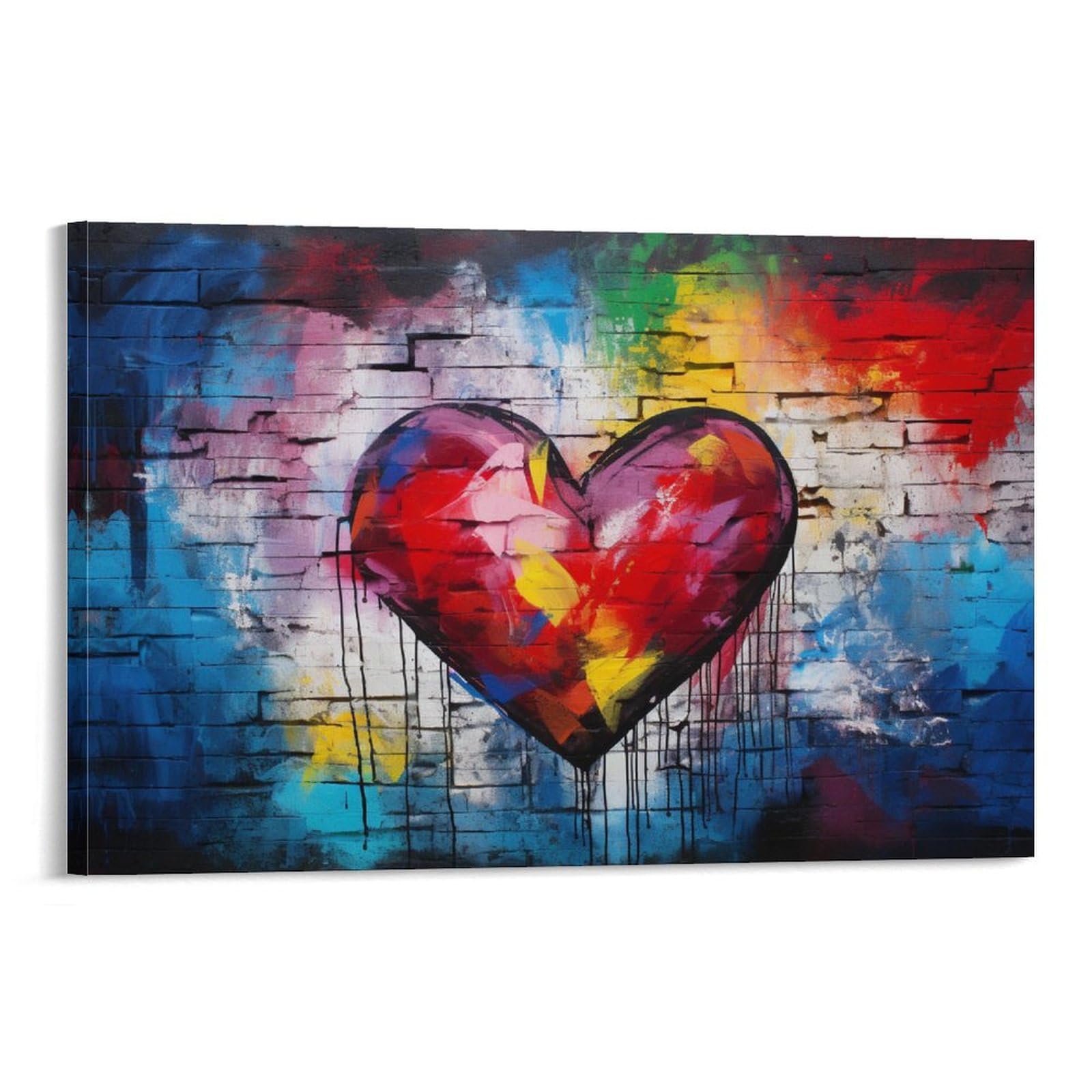 FOCCAR Red Heart Graffiti Wall Art Prints Abstract Modern Graffiti on The Wall Pictures on Canvas Poster Wall Decor for Bedroom Home Decorations