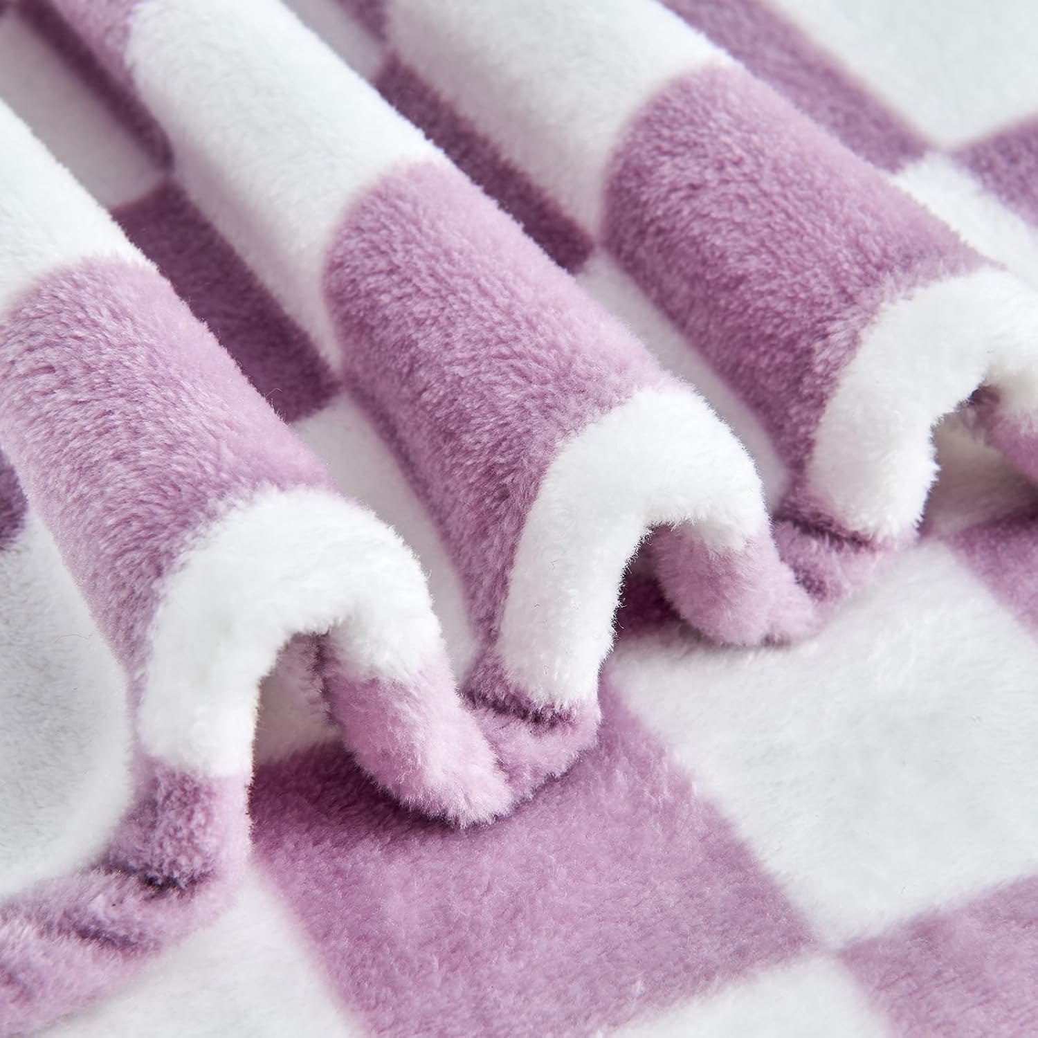 Checkered Blanket Flannel Throw Blankets Soft Cozy Checkered Grid Print Chessboard Gingham Pattern Throws for Bed Sofa Couch for All Seasons, 50x60 Inch, Purple - Image 7