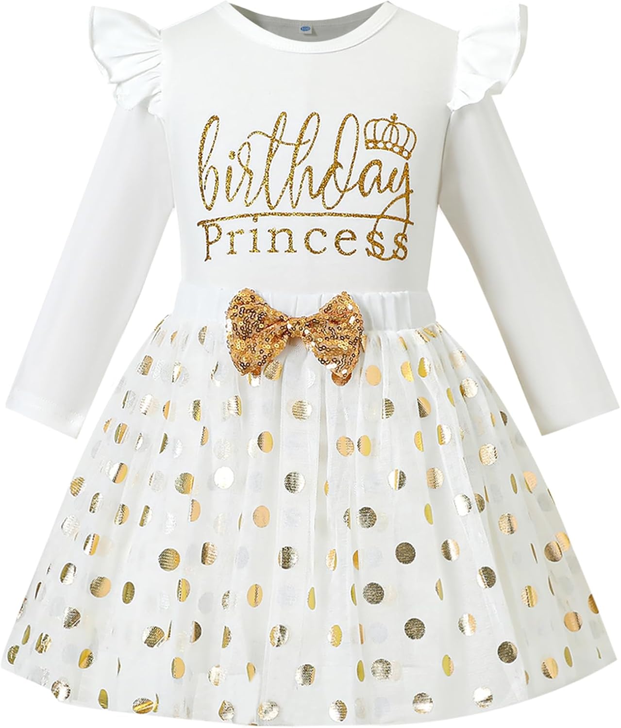 LYSMuch Toddler Baby Girls Birthday Outfits Princess Long Sleeve Shirt Mesh Tutu Skirt Set