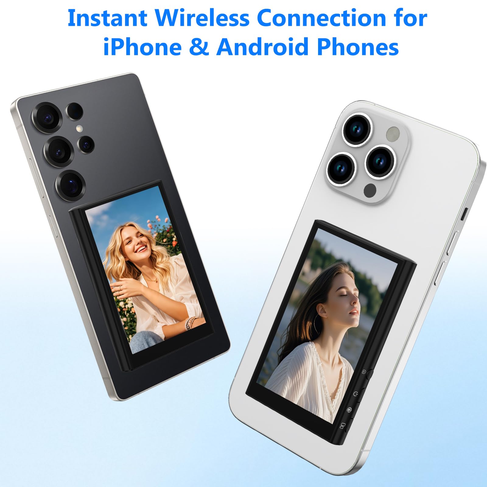 Retour Camera Compatibilité avec iPhone & Android, 1080P Écran de Moniteur pour Téléphone Vlog Selfie, Caméra Arrière à Synchronisation sans Fil pour Vlogs, Streaming, TikTok