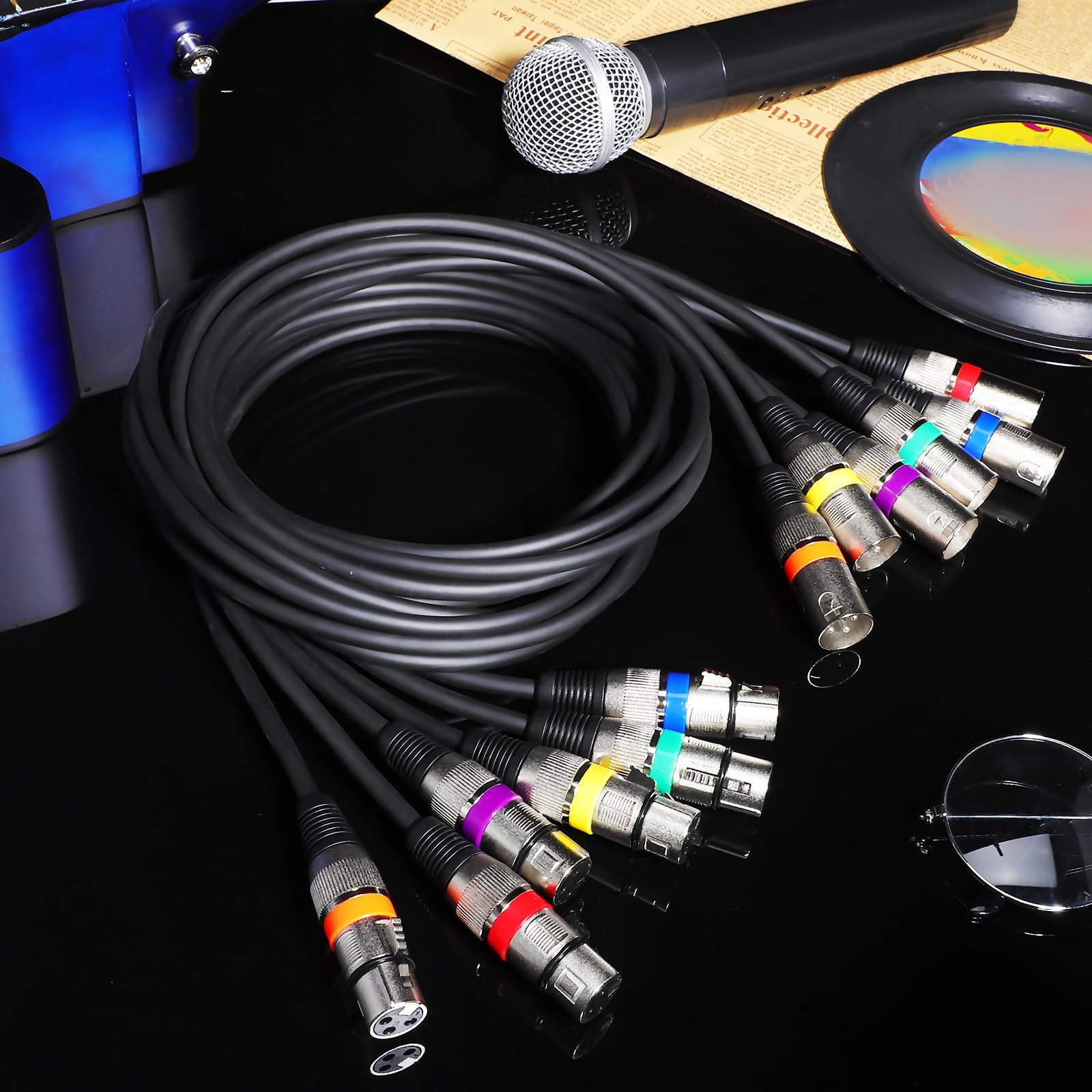 6 Cables de Micrófono Xlr Balanceados Macho a Hembra de 1,5m Construcción Robusta y Cobre para Uso Profesional en Conciertos y Altavoces