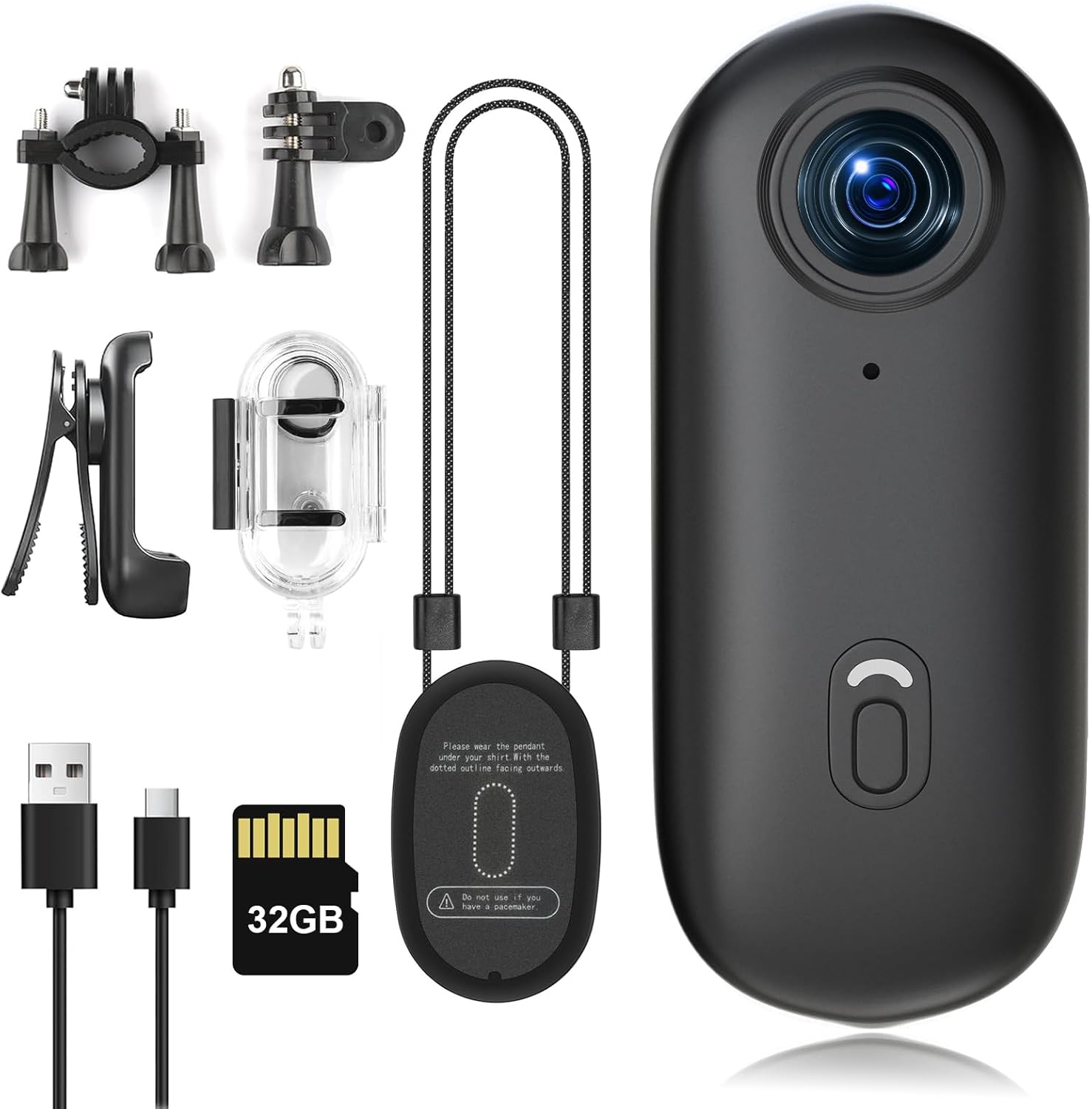 FHD 1080P Daumen Actionkamera with 32GB Card,Tragbare POV Kamera,Mini Body Cam,Handliche Vlogging und Sport Action Videokamera,Helmkamera für Spaziergänge mit Haustieren,Radfahren und Motorradfahren