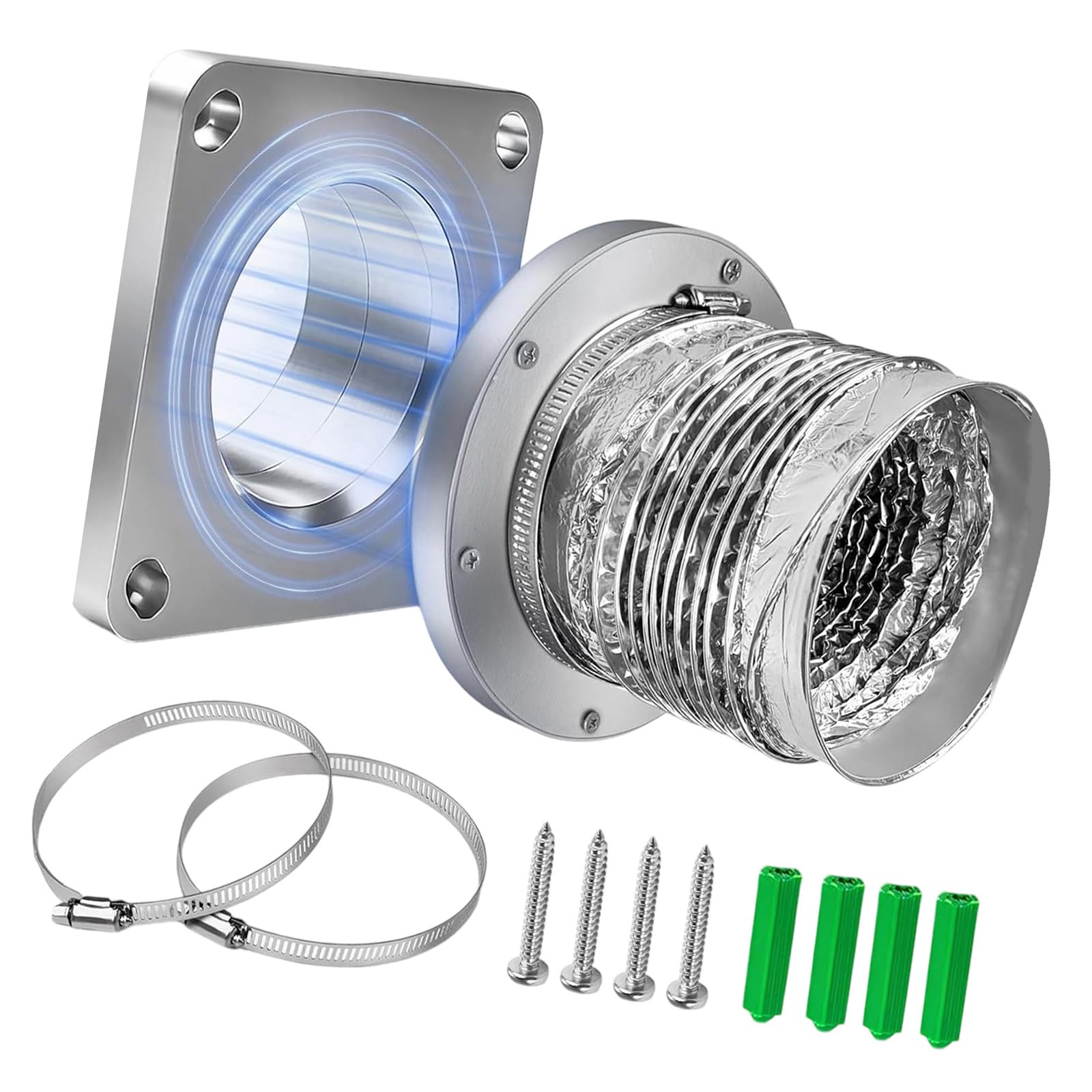 FROMCEO Magnet Dryer Vent Coupling with 4Inch Hose Auto Alignment Seal Dryer Ventilation Port Quick Connector Vent Coupler Connector with Hose