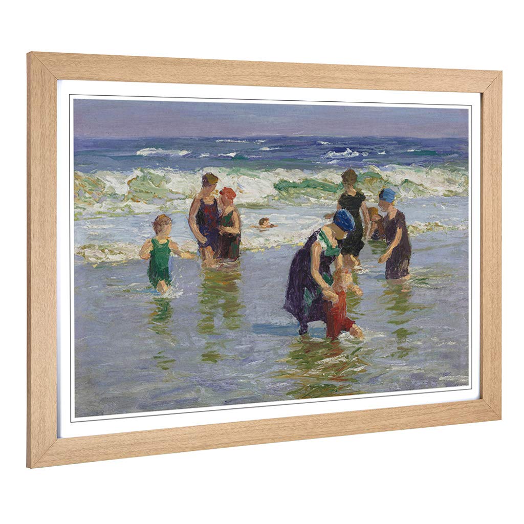 Big Box Art Framed Print of Edward Henry Potthast at The Beach Design | Wall Art Picture | Home Decor for Kitchen, Living Room, Bedroom, Hallway, Oak, A2 / 24.5x18 Inch / 62x45cm