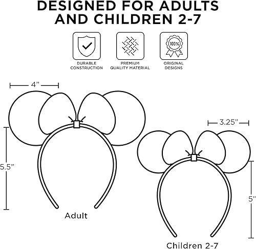 Miniatura 5 de Disney Minnie Mouse Ears Adult Set of 2 Headbands for Mommy and Me Matching for Adult and Little Girl Oro, Destellos rosados, Puntos rosados, Rojo