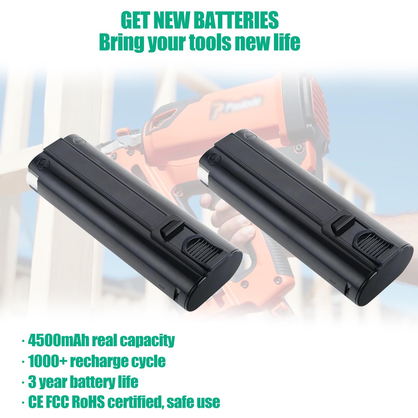 Batteria 6V 4000mAh Ni-MH Per Paslode 404717 – Ricambio Per Chiodatrici IM350, IM65, IM500, IM250