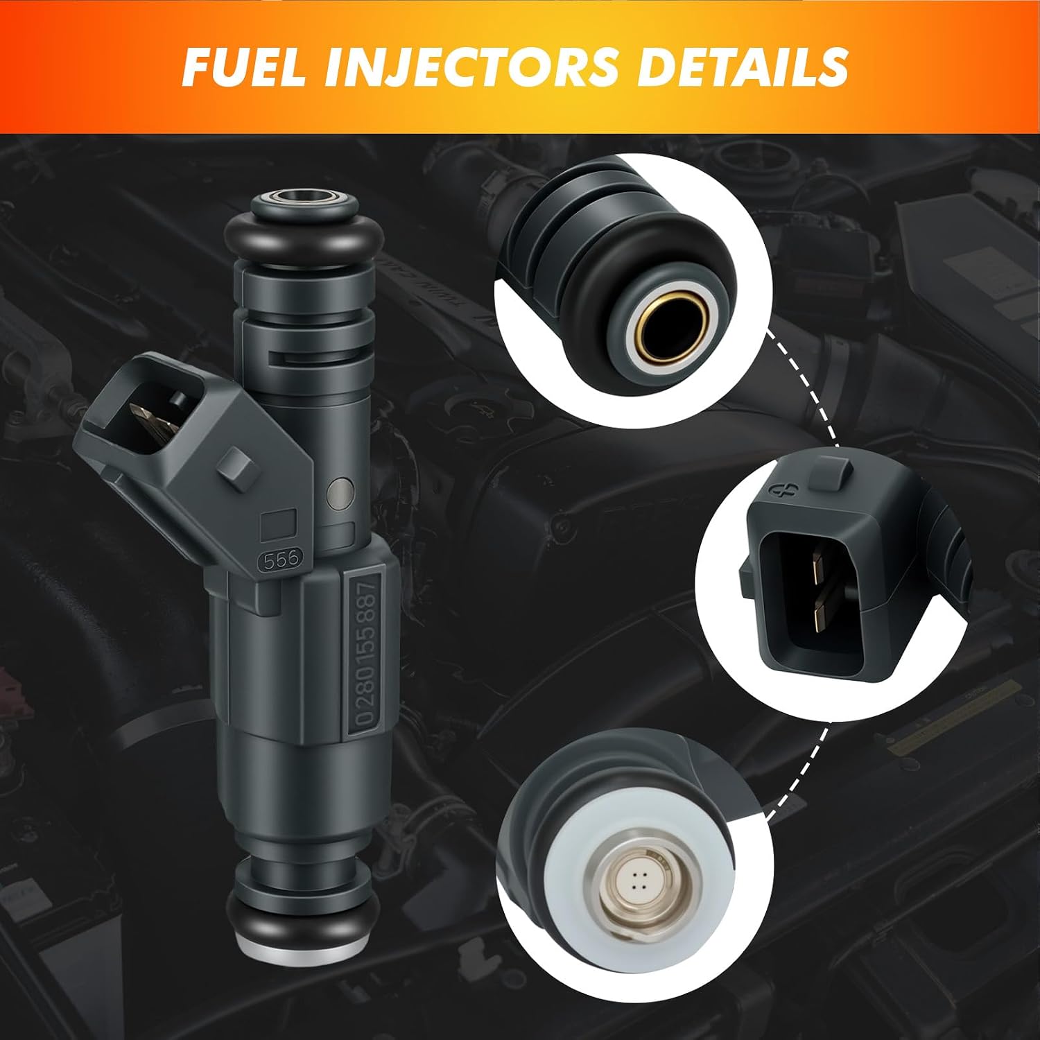 1999-2004 4Pcs Fuel Injector Compatible for Ford Escape 2001-2004, Focus 2000-2004, Contour 1999-2000, for Mercury Cougar, Mystique 2.0L, Replace 0280155887 XS4Z9F593AB