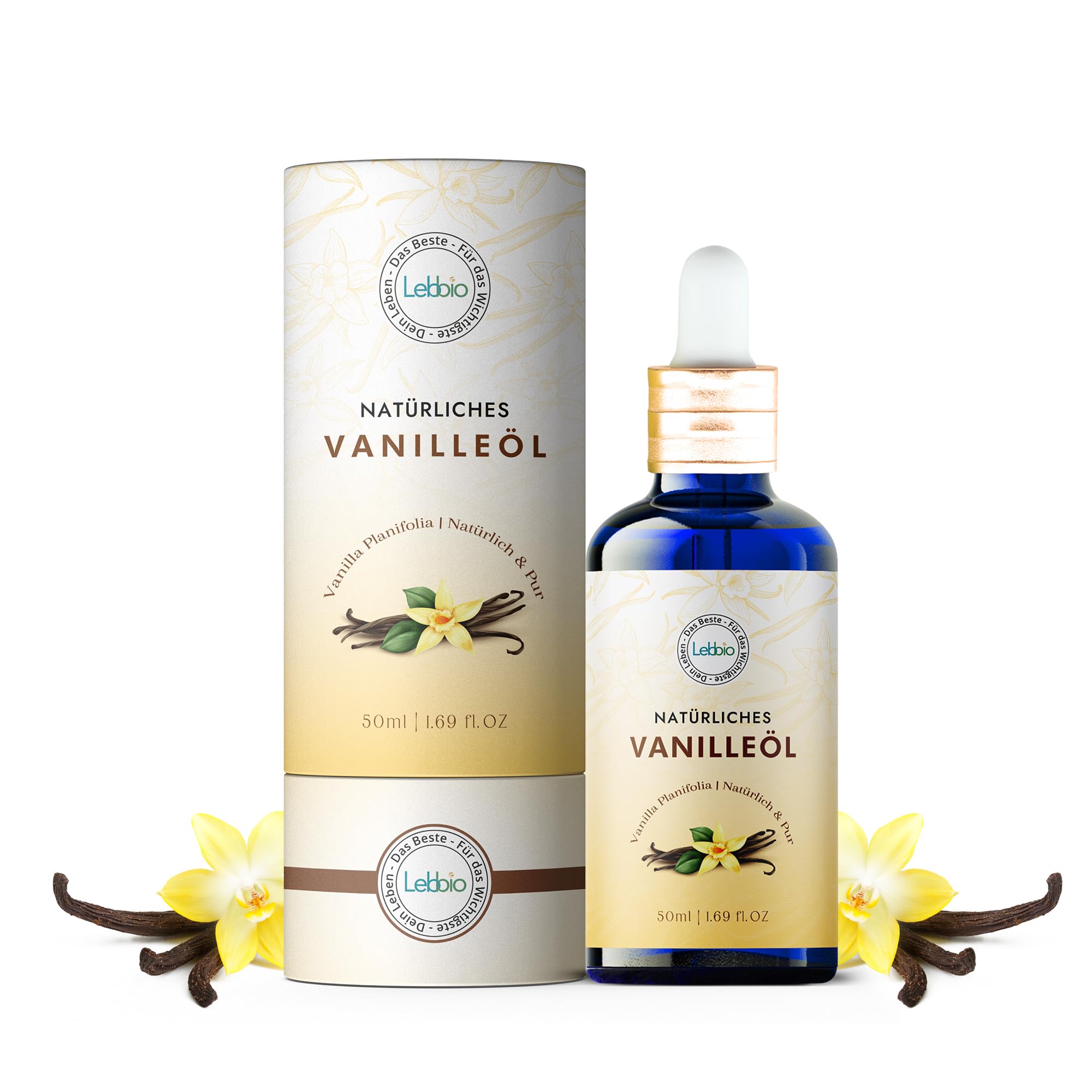 LEBBIO Aceite de vainilla 50 ml [100% natural y puro] Aceite de vainilla para difusor, humidificador, aceite esencial de aromaterapia de primera calidad, aceite esencial de vainilla para la piel