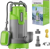 WORKPRO 1HP Submersible Sump Pump 4500 GPH with Float Switch - Clean/Dirty Water for Pools, Basements, Ponds
