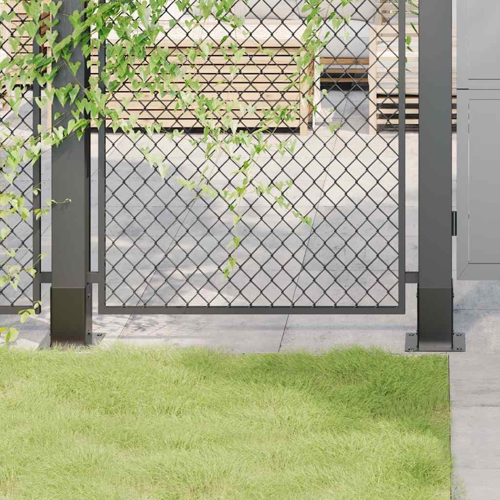 Pfostenträger Quadrat 91x91 mm Pulverbeschichteter Stahl 12 Stk. Anthrazit für Zaunpfosten, Terrasse, Garten, Holzzaun, Metall, Einbetonieren, Montage, Befestigung, Stütze