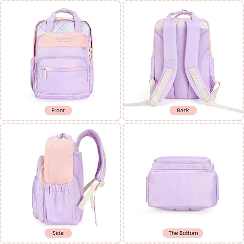 Miniatura 4 de ANKUER Mochilas para mujer, mochila para laptop que se adapta a una mochila para laptop de 15.6 pulgadas para viajes, rosa gris, Viajes