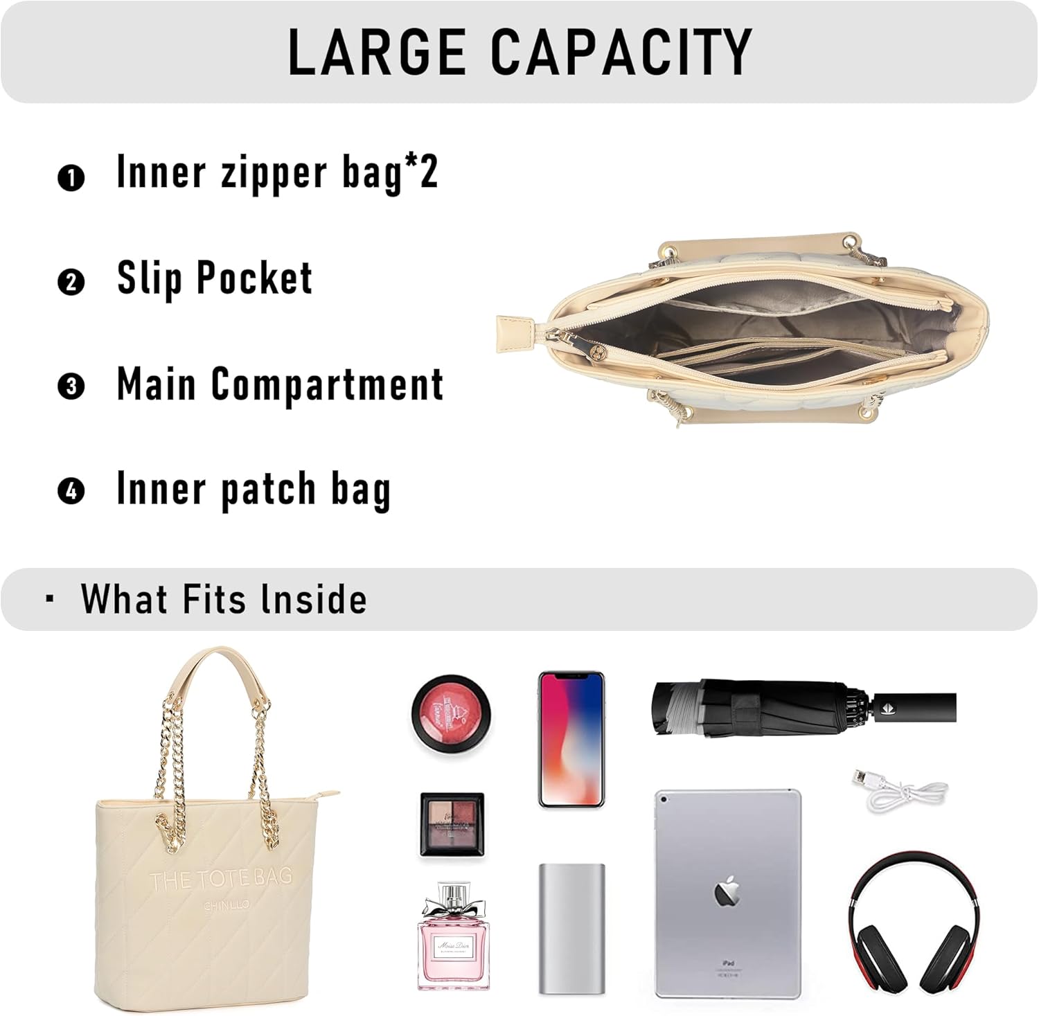 Chinllo Tote Bag for Women, Medium Top Handle Handbags Purse - Image 6