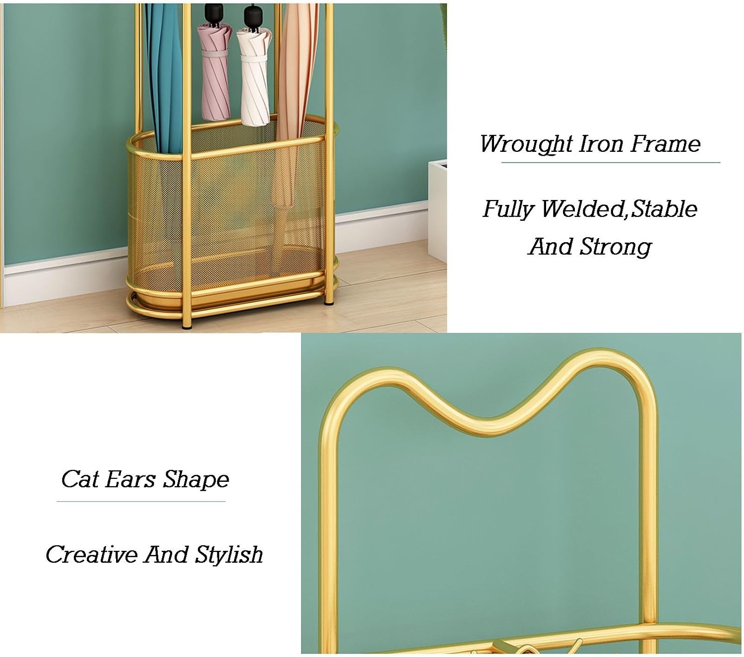 Entryway Umbrella Holder with 4 Hooks - Convenient Storage Solution for Up to 8 Umbrellas, Stylish and Functional Umbrella Stand (Color 2)