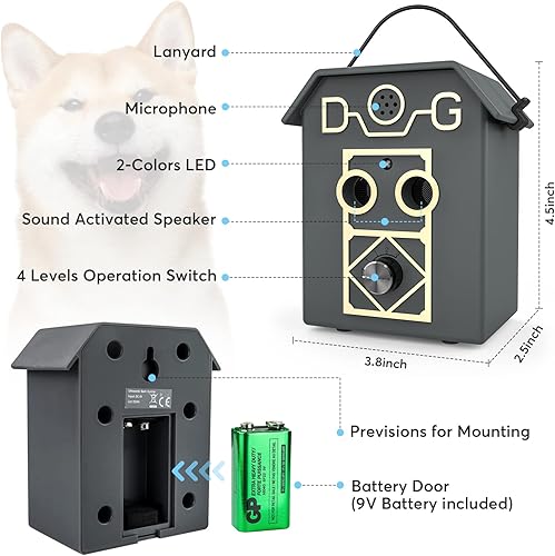Miniatura 7 de Dispositivo antiladridos dispositivos de control de ladridos de perro de 55 pies 3 niveles ultrasónicos de ladridos de perro dispositivos de control