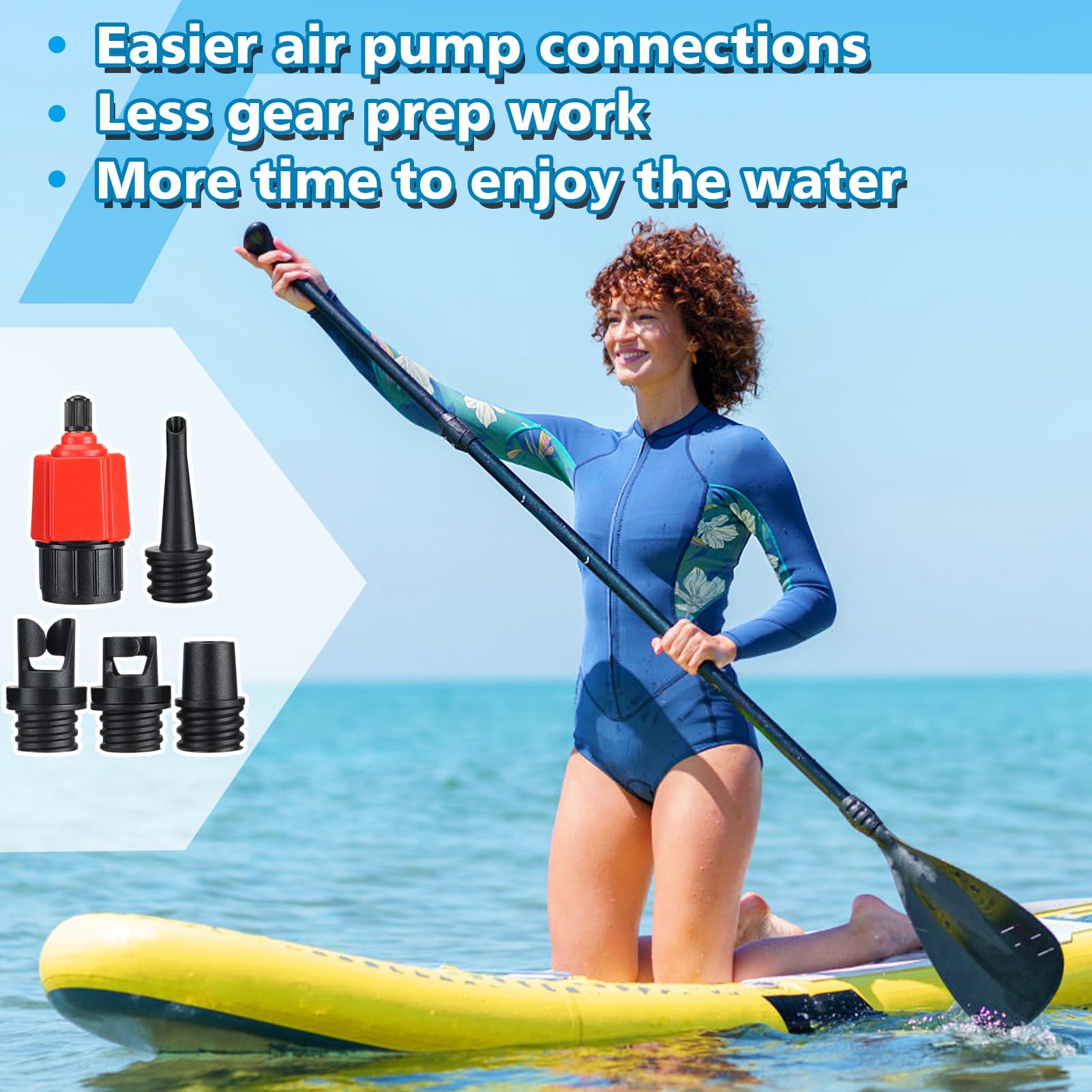 Paddle Board SUP Inflatable Pump Adapter Kits - Boat Standard Air Compressor Valve Converter & Nozzle Set Accessories for Stand Up Paddleboard Dinghy Pontoon Kayaking