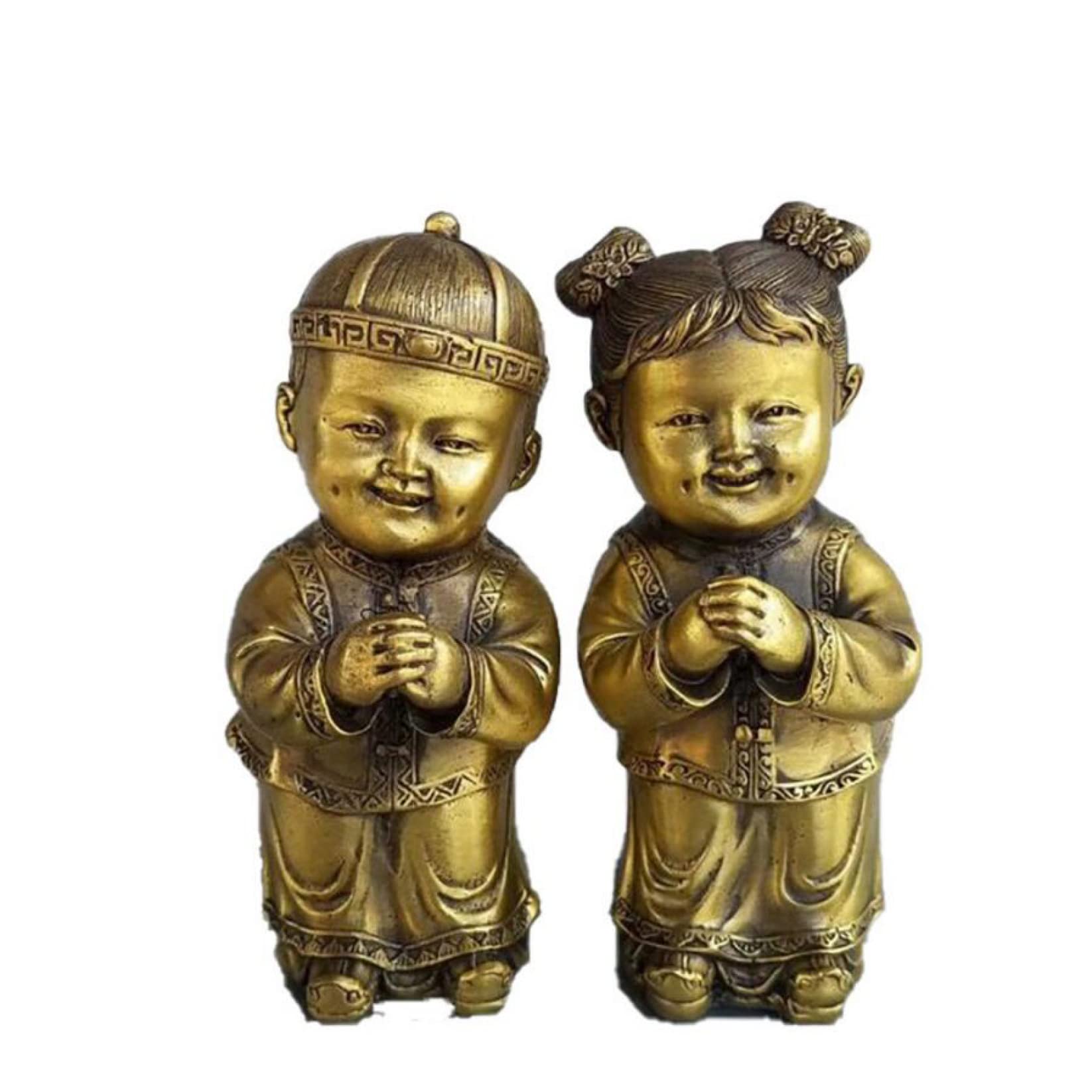 Cute Boy and Girls Figurine for Home Decor Ornaments Copper Art Crafts Creative Living Room Bedroom Decor Wedding Gift