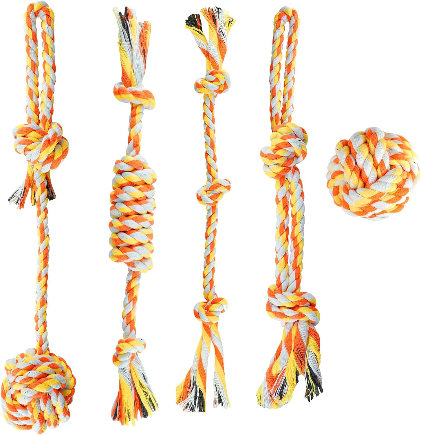 ASOCEA 5 Pack Dog Rope Toys Cotton Puppy Teething Rope Durable Chew Toys for Boredom Small Dogs Puppies Interactive Tug Toy for Training Fetching (Colorful)