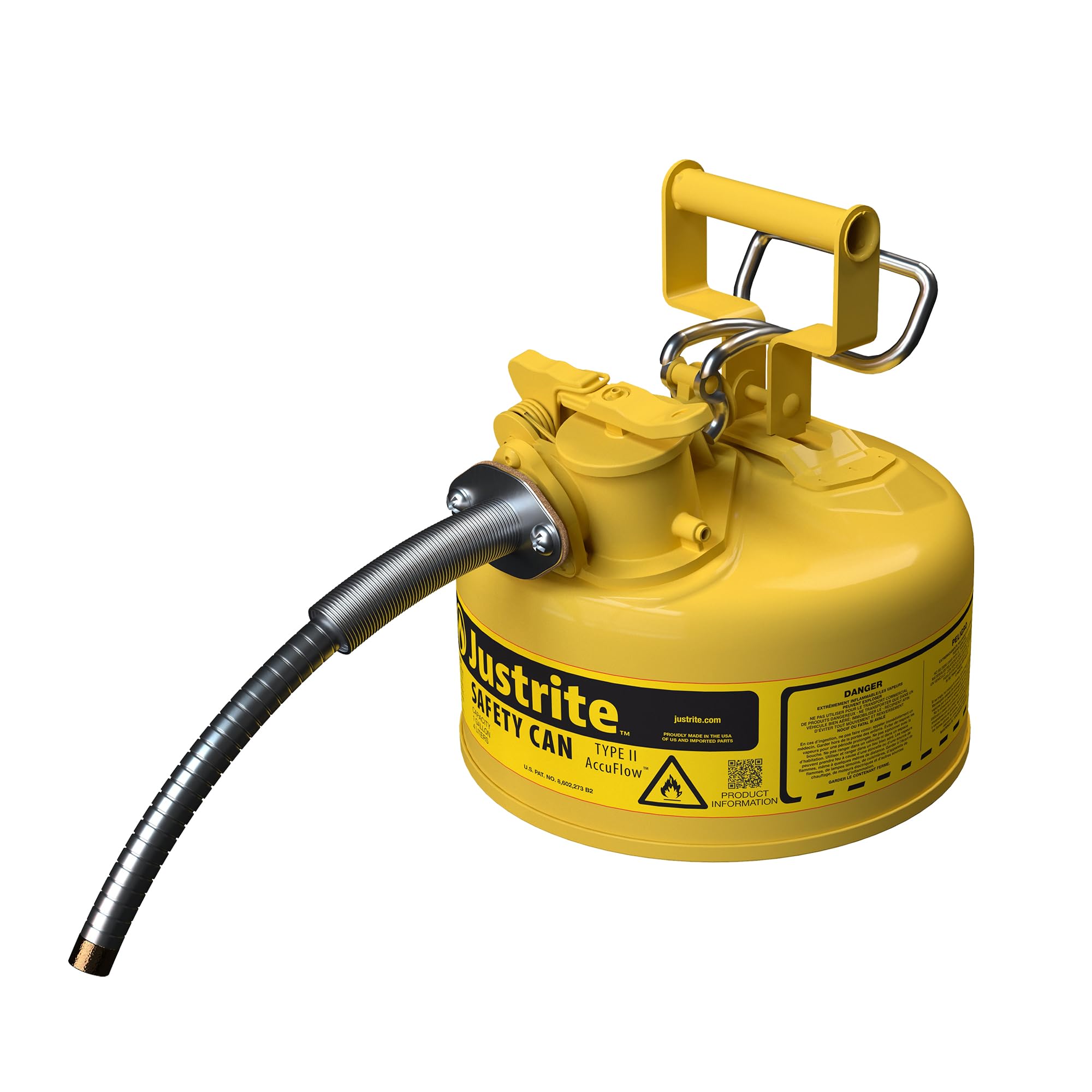 Justrite Type II Diesel Fuel Can, Yellow Galvanized Steel, FM Approved
