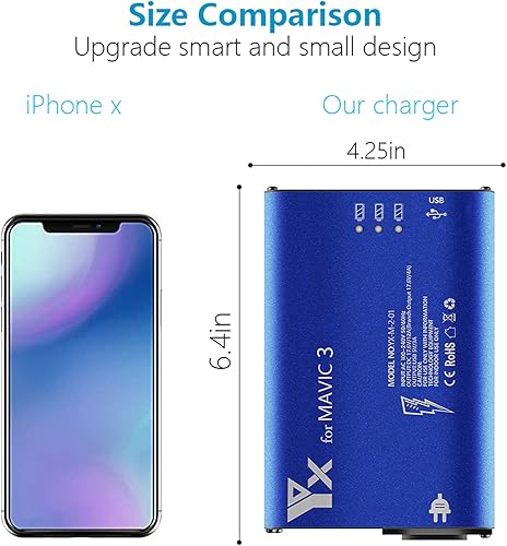 Miniatura 4 de Cargador de batería para DJI Mavic 3 Cine/Classic/Pro Drone, concentrador de carga de batería inteligente rápido 5 en 1 (carga simultánea 3 baterías